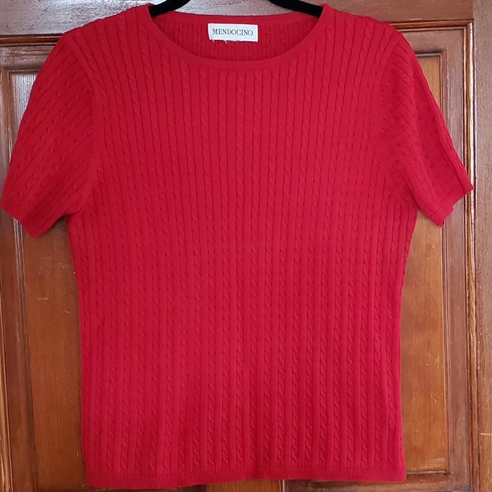 Mendocino Cable Knit Red Pullover Sweater